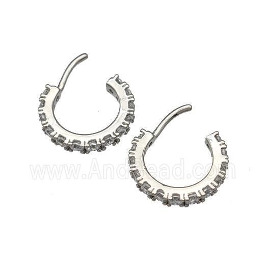 Copper Stud Earrings Micro Pave Zirconia Platinum Plated