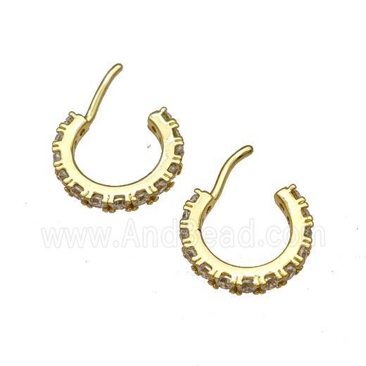 Copper Stud Earrings Micro Pave Zirconia Gold Plated