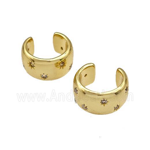 Copper Clip Earrings Micro Pave Zirconia Gold Plated