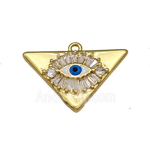 Copper Evil Eye Charms Pendant Micro Pave Zirconia Triangle Gold Plated