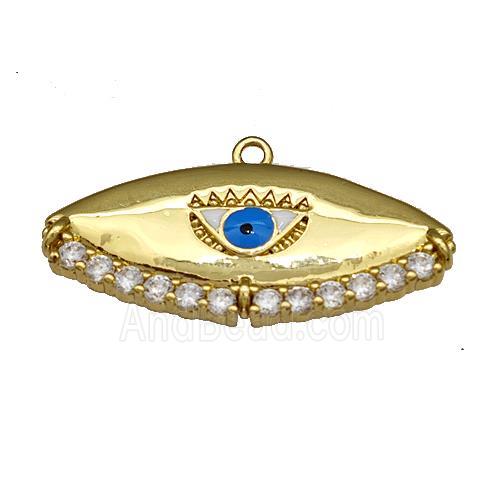 Copper Evil Eye Charms Pendant Micro Pave Zirconia Gold Plated