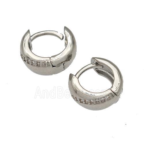 Copper Latchback Earrings Micro Pave Zirconia Platinum Plated