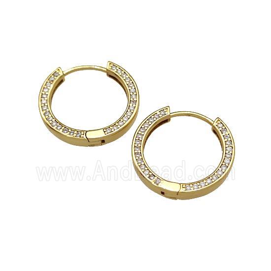 Copper Hoop Earrings Micro Pave Zirconia Gold Plated