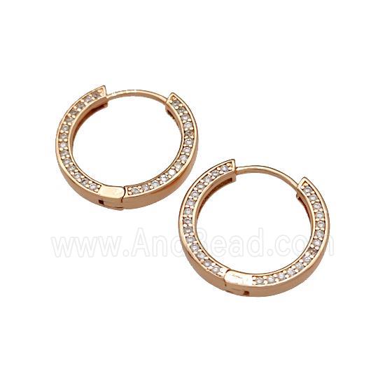 Copper Hoop Earrings Micro Pave Zirconia Rose Gold