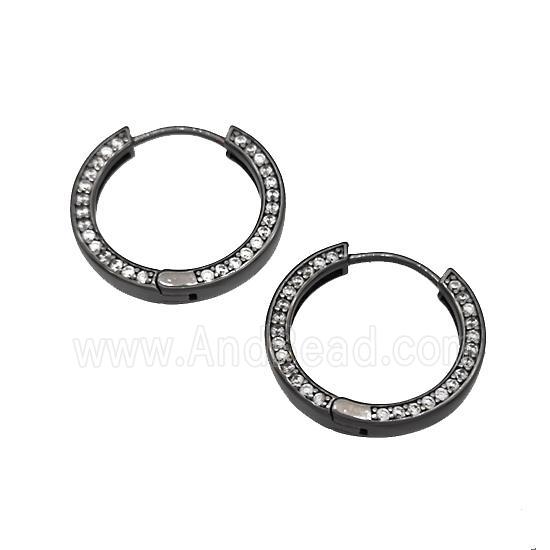Copper Hoop Earrings Micro Pave Zirconia Black Plated