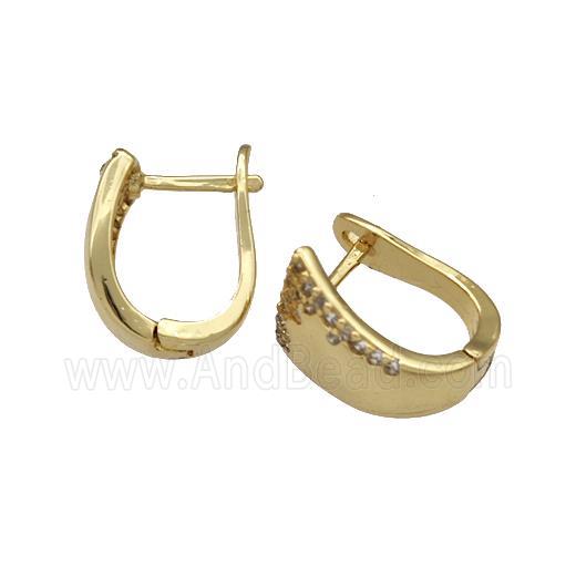 Copper Latchback Earrings Micro Pave Zirconia Gold Plated