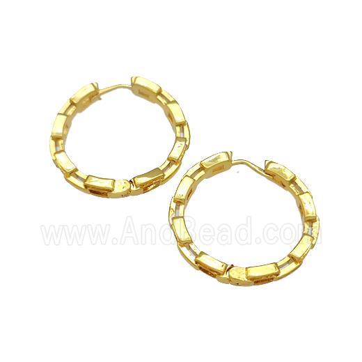 Copper Hoop Earrings Micro Pave Zirconia Gold Plated