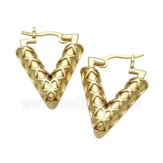 Copper Latchback Earrings V-Shape Gold Plated