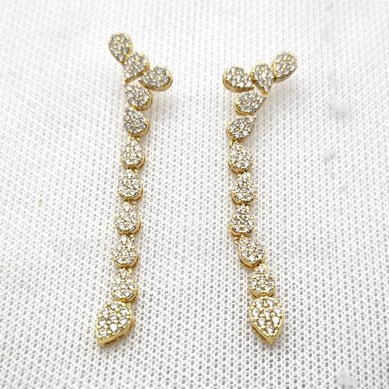 Copper Stud Earrings Micro Pave Zirconia Gold Plated