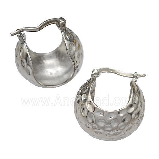 Copper Latchback Earrings Hollow Hammered Platinum Plated