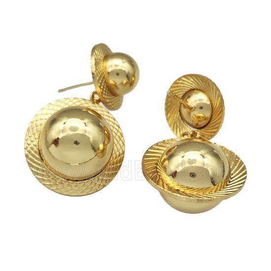 Copper Stud Earrings Planet Hollow Gold Plated