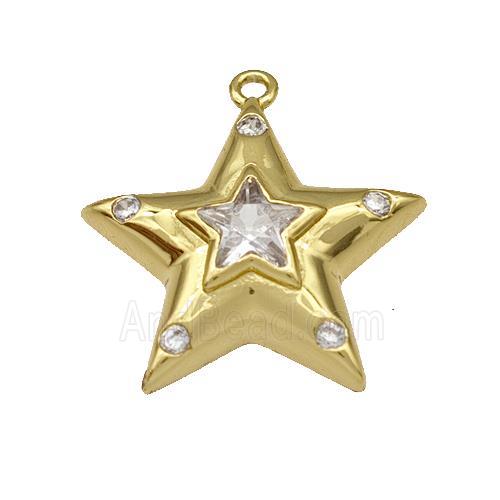 Copper Star Pendant Micro Pave Zirconia Gold Plated