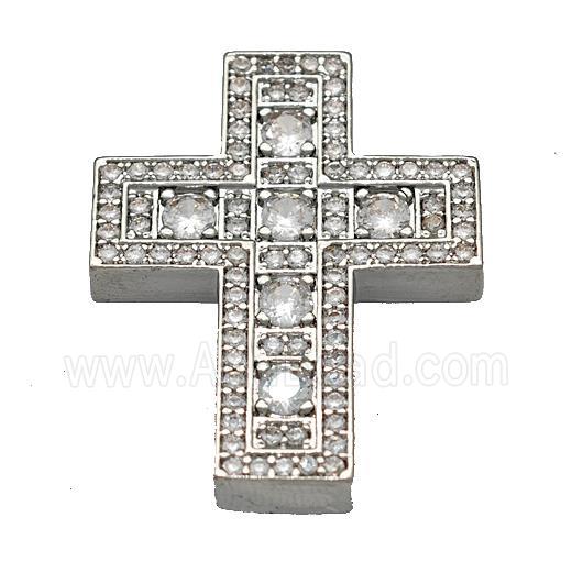 Copper Cross Pendant Micro Pave Zirconia Platinum Plated