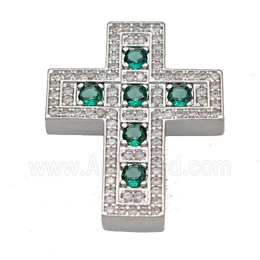 Copper Cross Pendant Micro Pave Zirconia Platinum Plated