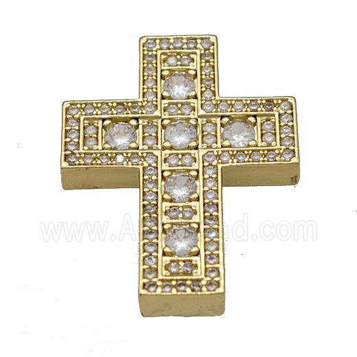 Copper Cross Pendant Micro Pave Zirconia Gold Plated
