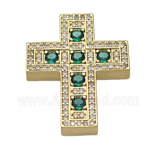 Copper Cross Pendant Micro Pave Zirconia Gold Plated