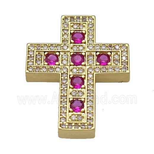 Copper Cross Pendant Micro Pave Zirconia Gold Plated