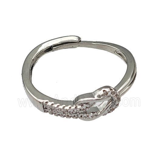 Copper Rings Micro Pave Zirconia Adjustable Platinum Plated