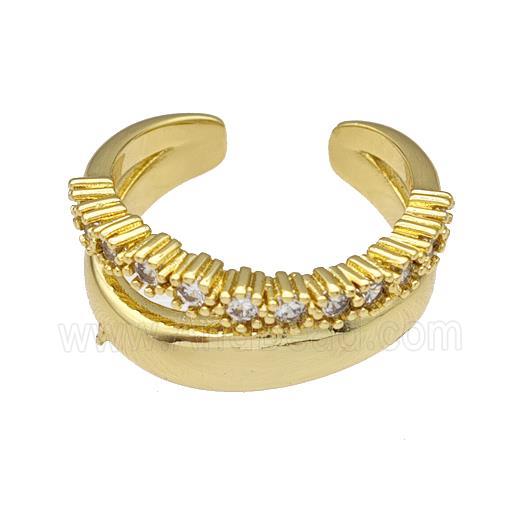 Copper Rings Micro Pave Zirconia Gold Plated