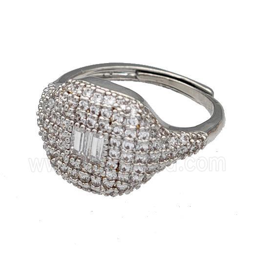 Copper Rings Micro Pave Zirconia Adjustable Platinum Plated