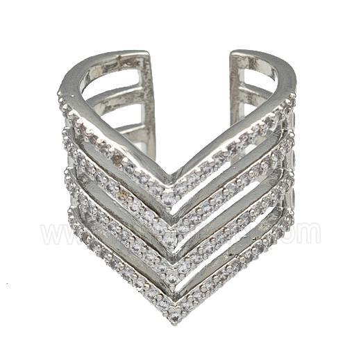 Copper Rings Micro Pave Zirconia Platinum Plated