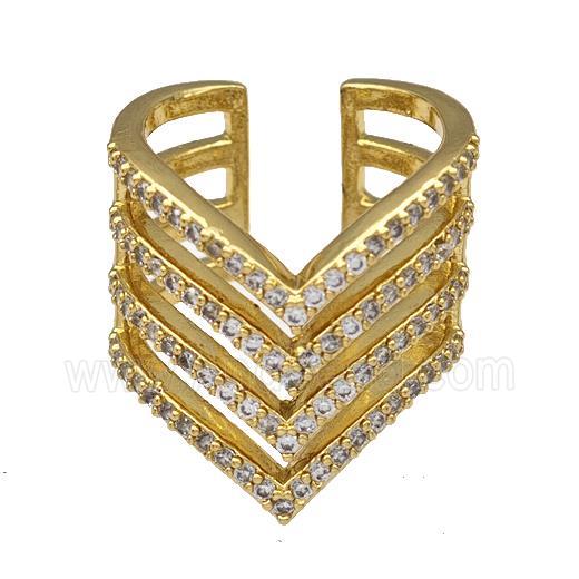 Copper Rings Micro Pave Zirconia Gold Plated