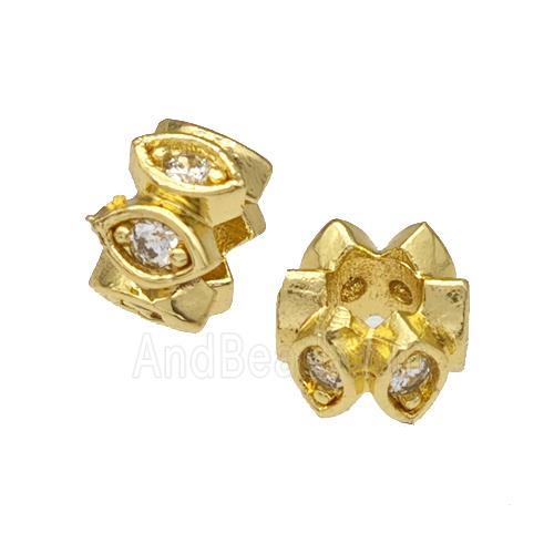 Copper Rondelle Beads Micro Pave Zirconia Large Hole Gold Plated