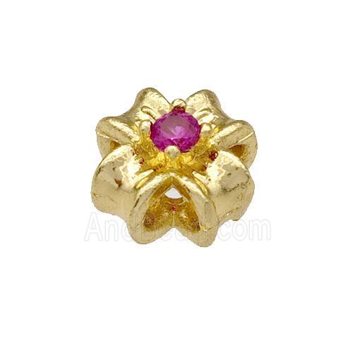 Copper Flower Micro Pave Zirconia Gold Plated