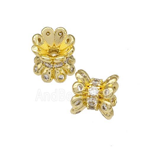 Copper Beadcaps Micro Pave Zirconia Gold Plated