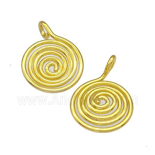 Copper Circle Pendant Swirl Gold Plated