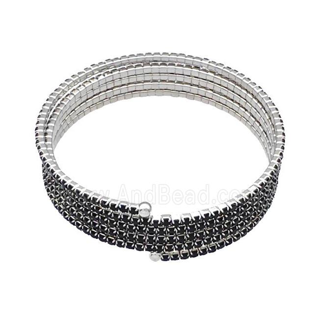Copper Bangles Pave Black Zircon Platinum Plated