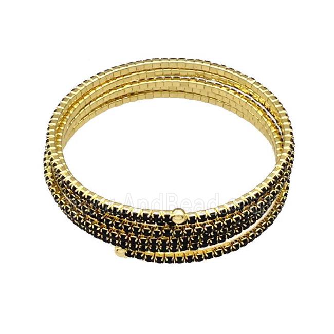 Copper Bangles Pave Black Zircon Gold Plated