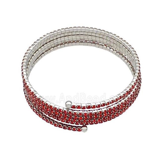 Copper Bangles Pave Red Zircon Platinum Plated