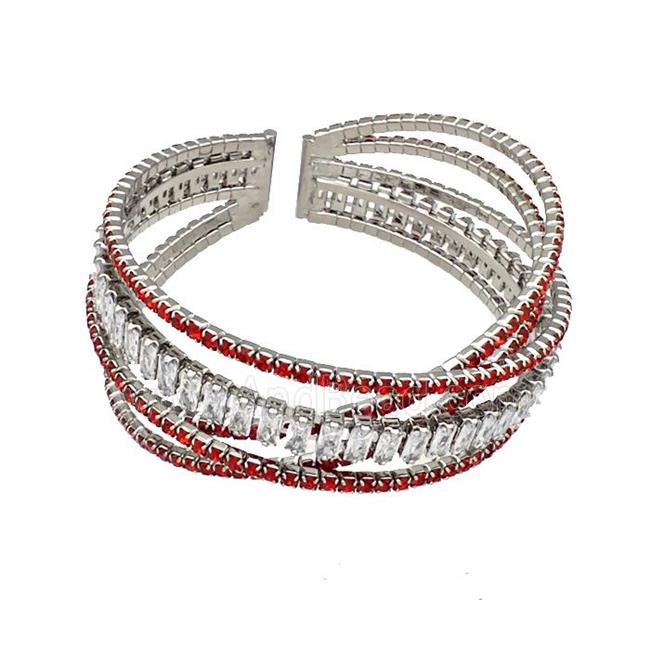 Copper Bangles Pave Red Zircon Platinum Plated