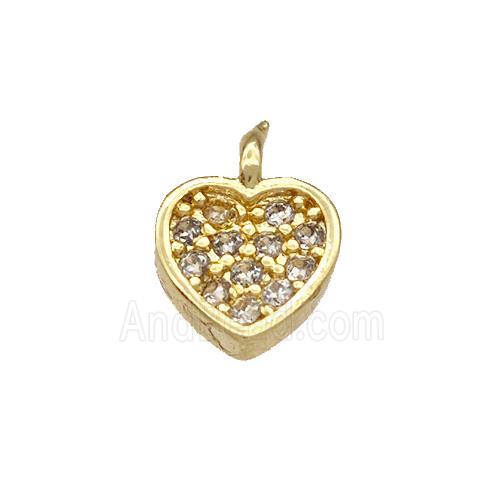 Copper Heart Pendant Micro Pave Zirconia Gold Plated