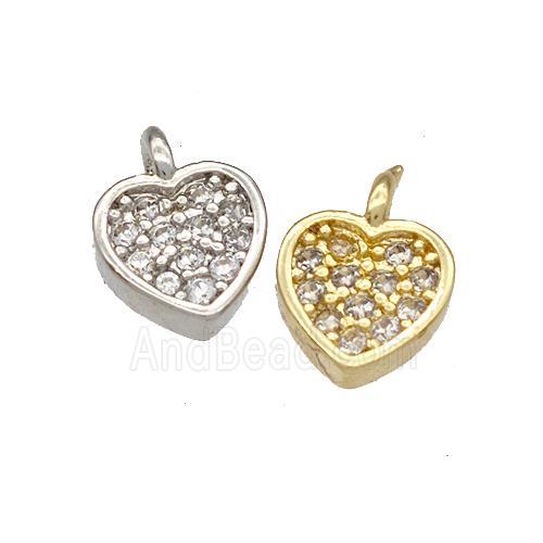 Copper Heart Pendant Micropave Zirconia Mixed