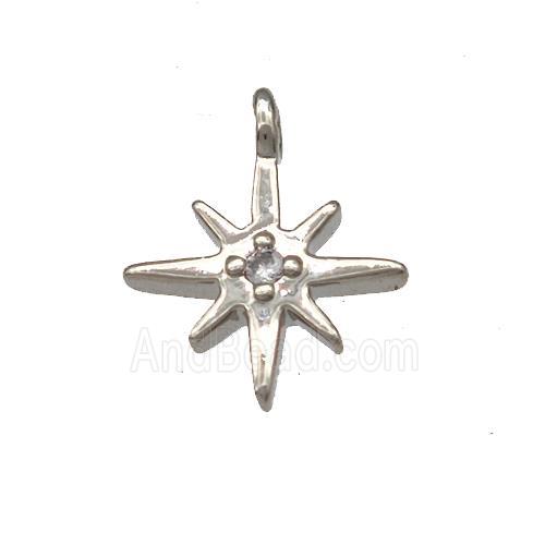 Copper Northstar Pendant Pave Zircon Platinum Plated
