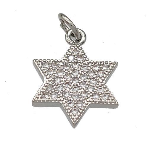 Copper Star Pendant Micropave Zirconia Platinum Plated
