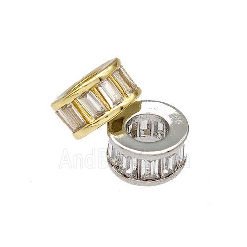 Copper Heishi Beads Spacer Pave Zircon Large Hole Mixed