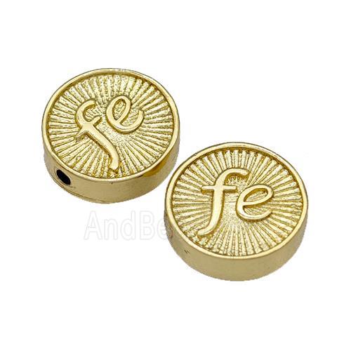 Copper Coin Beads Fe Gold Plated