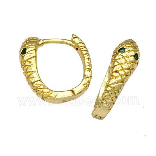 Copper Latchback Earrings Snake Pave Zircon Gold plated
