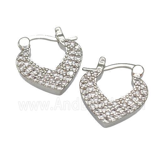 Copper Latchback Earrings Pave Zirconia Platinum Plated