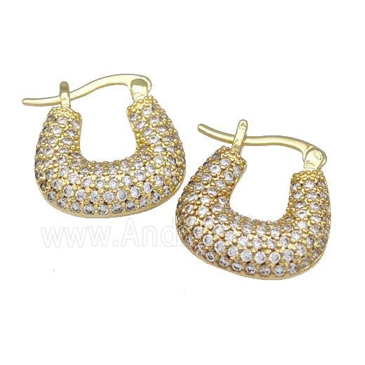 Copper Latchback Earrings Pave Zirconia Gold Plated