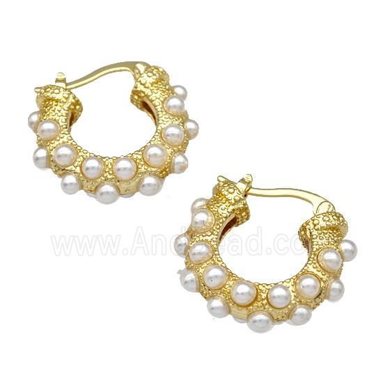 Copper Latchback Earrings Pave Pearlized Resin Gold Plated
