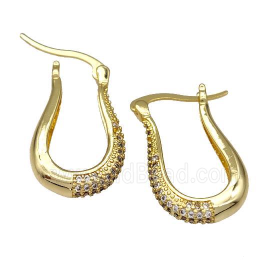 Copper Latchback Earrings Pave Zircon Gold Plated