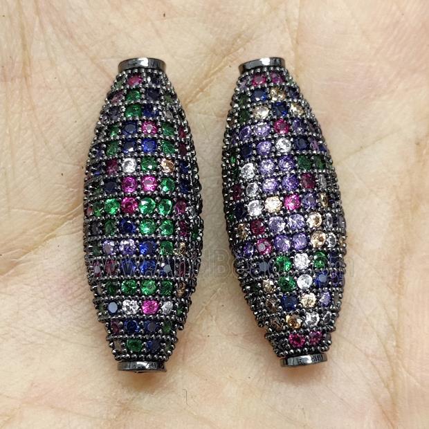 Copper Rice Beads Micro Pave Zirconia Multicolor Black Plated