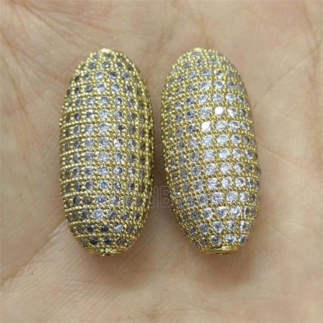 Copper Rice Beads Micro Pave Zirconia Gold Plated