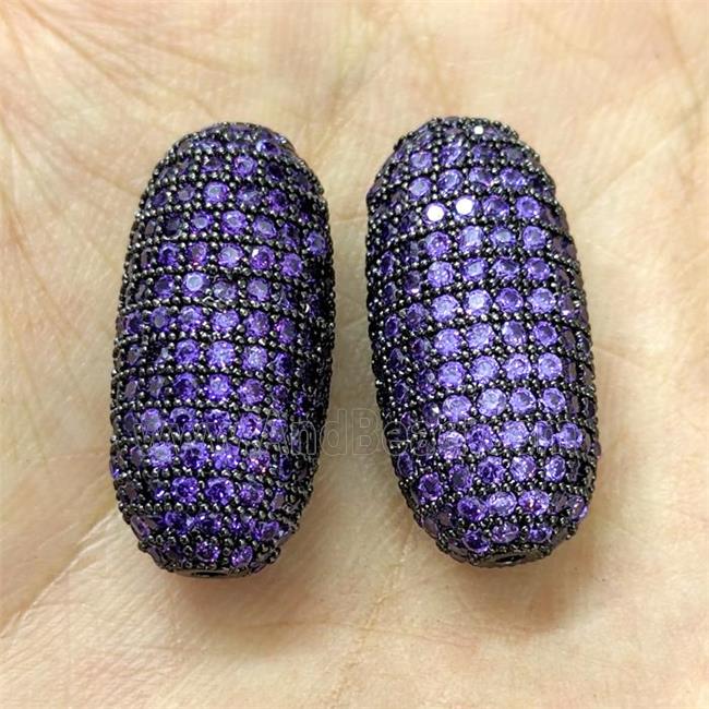 Copper Rice Beads Micro Pave Purple Zirconia Black Plated