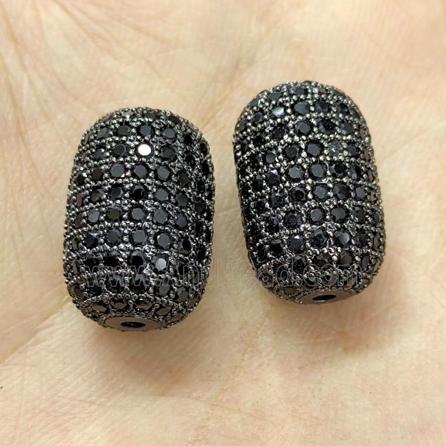 Copper Barrel Beads Micro Pave Zirconia Black Plated