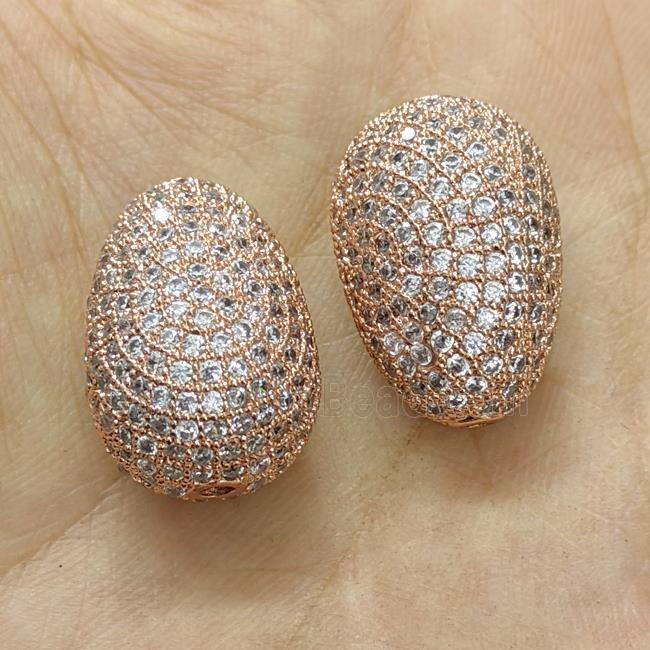Copper Teardrop Beads Micro Pave Zirconia Rose Gold
